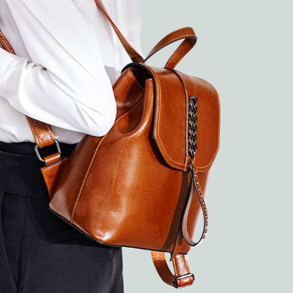 Lady Rucksack Women's Top Grain Leather Backpack, Leather Rucksack for Women, Lady B ...