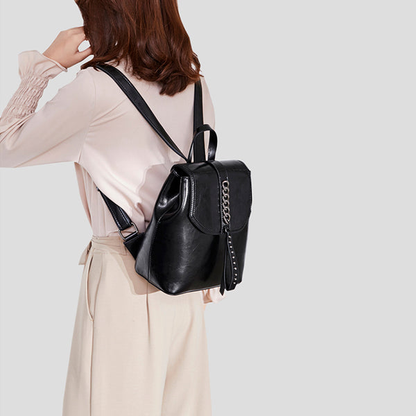 Lady Rucksack Women's Top Grain Leather Backpack, Leather Rucksack for Women, Lady B ...