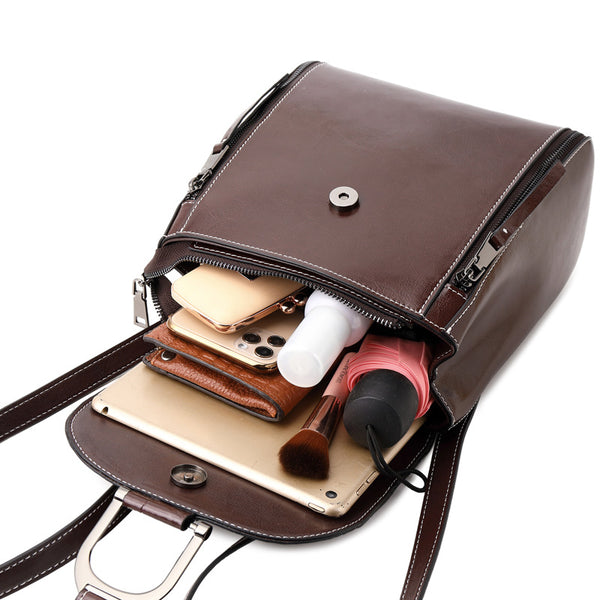 best women's leather travel backpack Women's Top Grain Leather Backpack Stylish Leather Rucksack Women Leat – RockCow Leather Studio