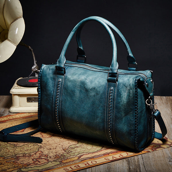 Women's Leather Shoulder Bag, Top Grain Leather Handbag 150185 - ROCKCOWLEATHERSTUDIO