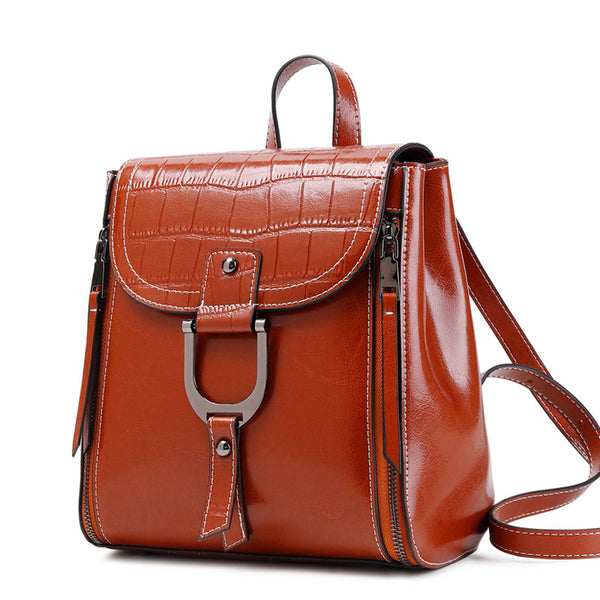 best women's leather travel backpack Women's Top Grain Leather Backpack Stylish Leather Rucksack Women Leat – RockCow Leather Studio