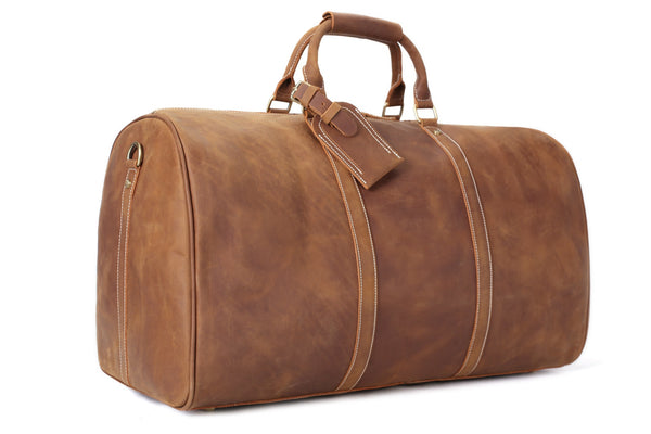 RockCow Mens Leather Duffle Bags, Leather Overnight Bag, Gym Bags - ROCKCOWLEATHERSTUDIO