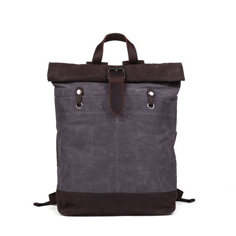 Flash Sale Waxed Canvas Leather Backpack, Student Backpack, Rucksack, School Backpack MC16950 - ROCKCOWLEATHERSTUDIO