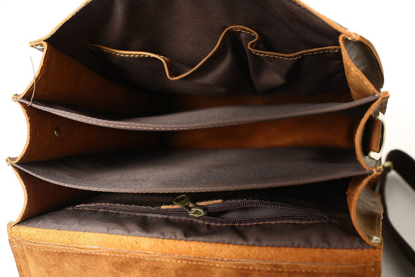 Brown Mens Designer Leather Pouch, Zipper