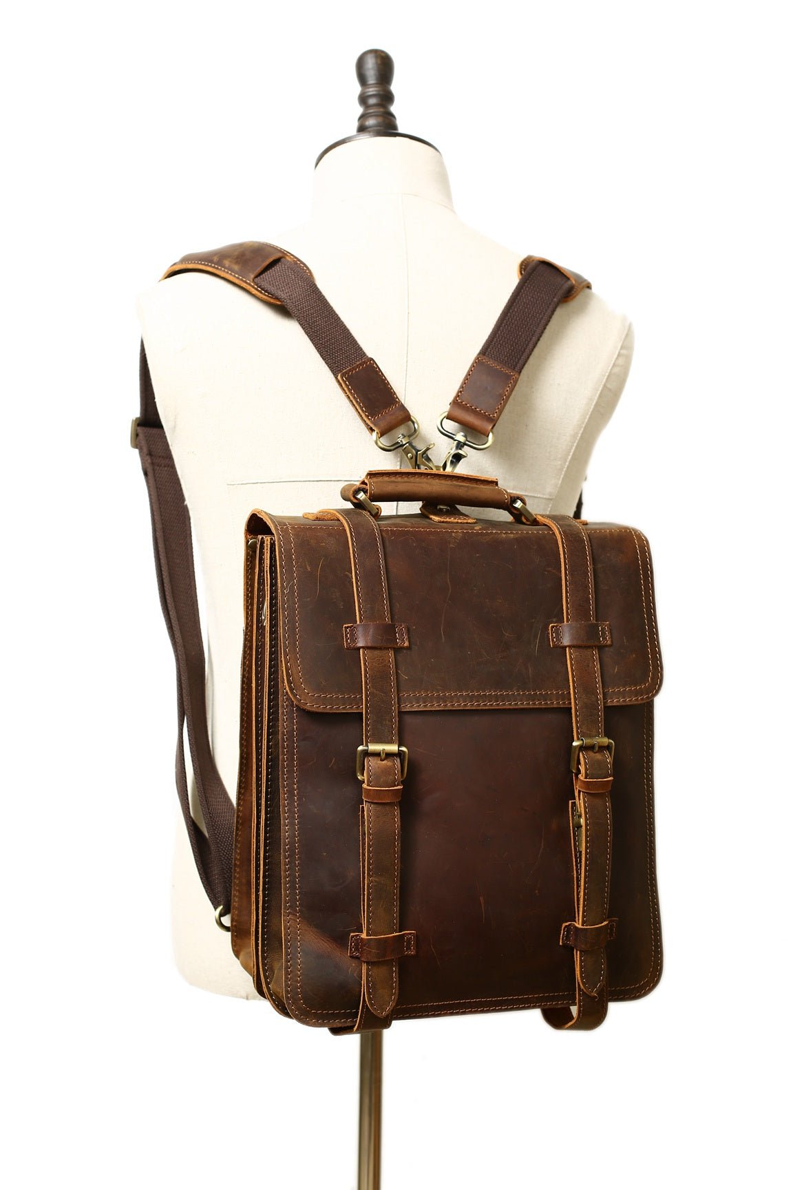 Vintage Handmade Full Grain Brown Leather Backpack, Mens Leather Big B –  ROCKCOWLEATHERSTUDIO