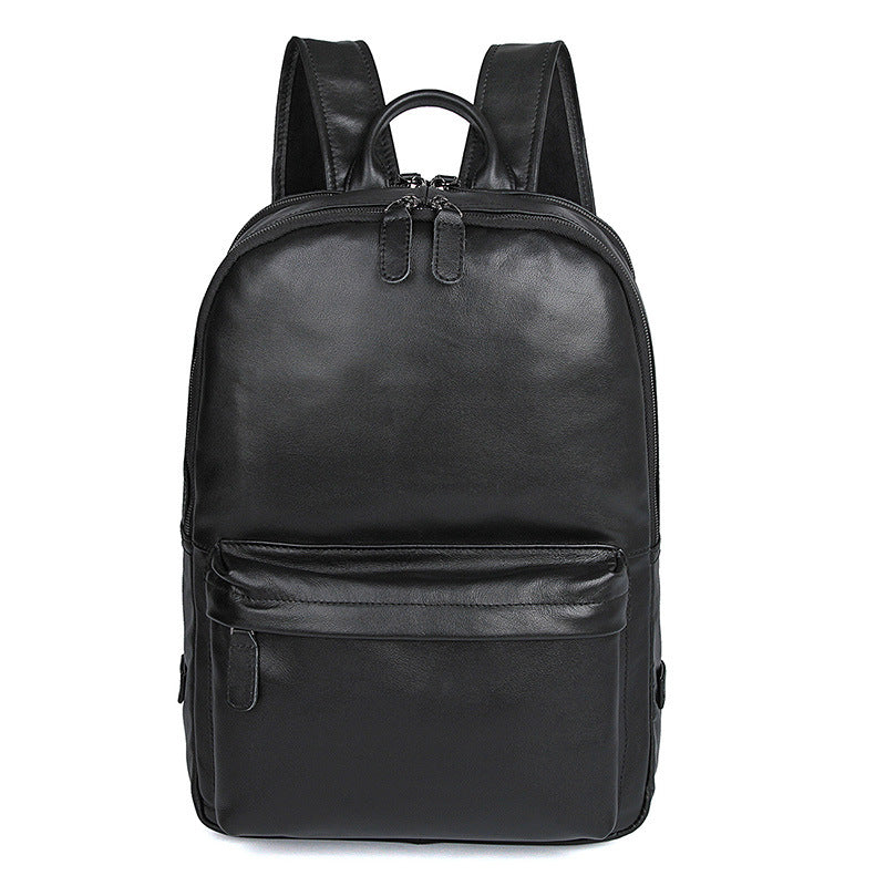 Handmade Top Grain Leather Backpacks Men's Black Travel Backpack Shoulder Bag 7273