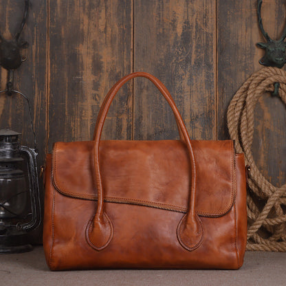 ROCKCOW Women's Vintage Genuine Leather Tote Shoulder Bag Satchel Bag Messenger Bag 9001 - ROCKCOWLEATHERSTUDIO