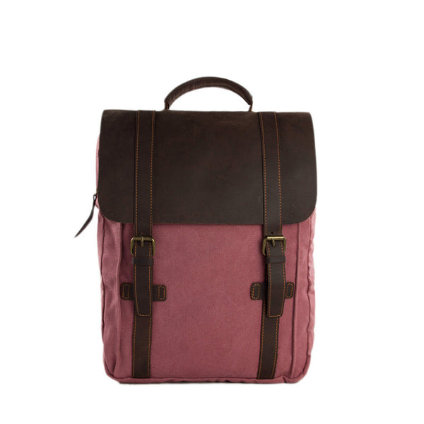 Leather-Canvas Backpack Laptop Bag Travel Bag  Unisex Backpack 1820 - ROCKCOWLEATHERSTUDIO