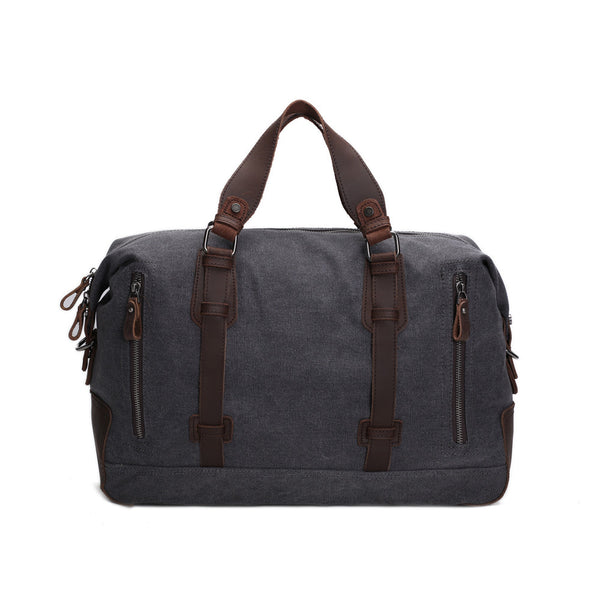 Oversized Canvas Leather Trim Travel Tote Duffel shoulder handbag Weekend Bag AF11 - ROCKCOWLEATHERSTUDIO