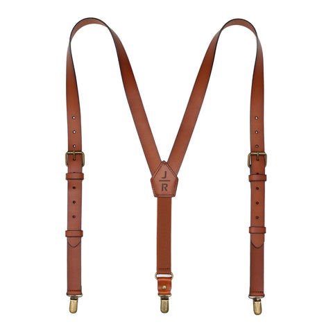 Groomsmen Gift Leather Suspenders Adjustable Y Back Design Brown Leather Suspenders Personalized Groomsman Gift