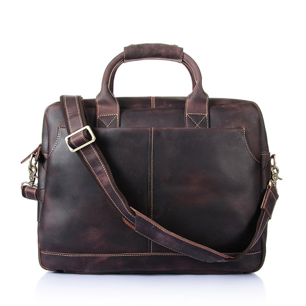 ROCKCOW Vintage Men's Genuine Leather briefcase Business Cowhide Briefcase Messenger Bag YD8013 - ROCKCOWLEATHERSTUDIO