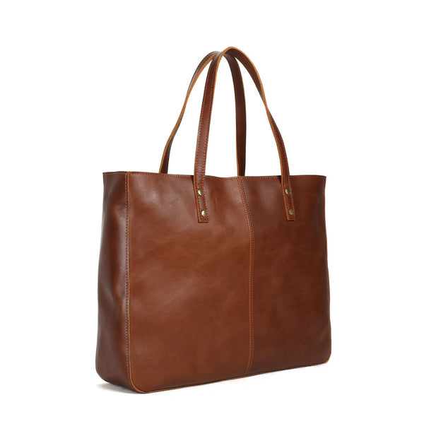 ROCKCOW Vintage Brown Genuine Leather Women Tote Bag, Leather Shoulder ...