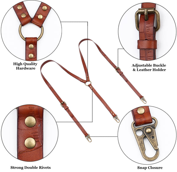 Leather Suspenders for Men Genuine Leather Y Back Adjustable Suspender –  ROCKCOWLEATHERSTUDIO
