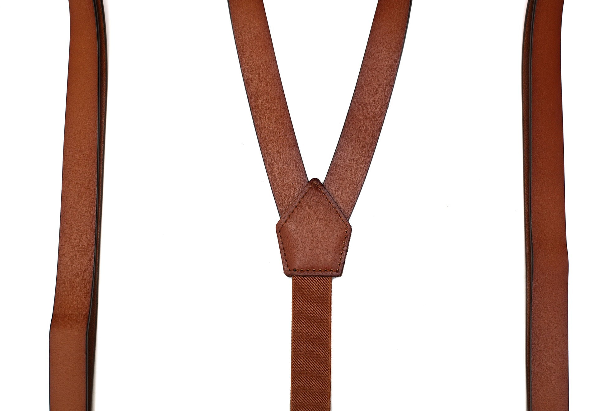 Adjustable Suspenders for Men Bronze Metal Clips Braces with Leather
