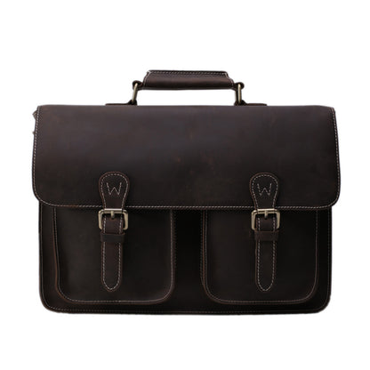 ROCKCOW Cross Body Shoulder Bag Cowhide Leather Bag For Man Retro Brown Briefcase 6922 - ROCKCOWLEATHERSTUDIO