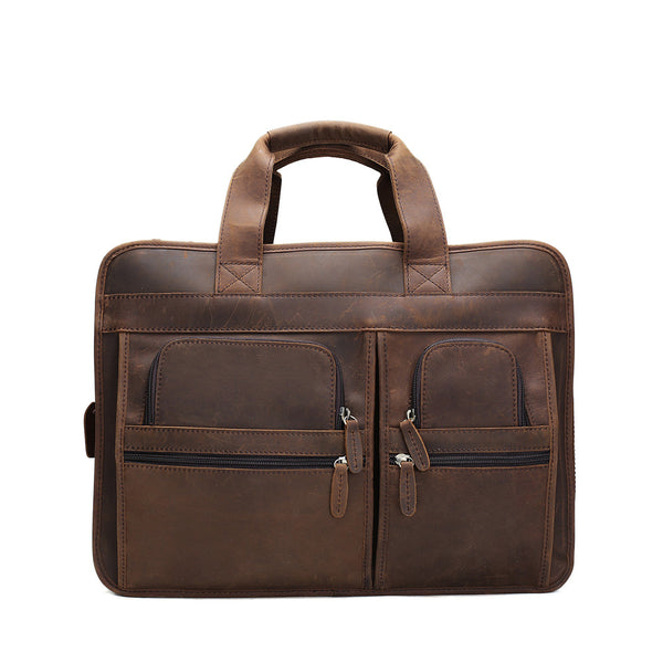 ROCKCOW Handmade Genuine Leather Laptop Briefcase Messenger Bag DZ11 - ROCKCOWLEATHERSTUDIO