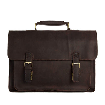Vintage Dark Espresso Leather Briefcase for Men, Leather Messenger Bags - ROCKCOWLEATHERSTUDIO