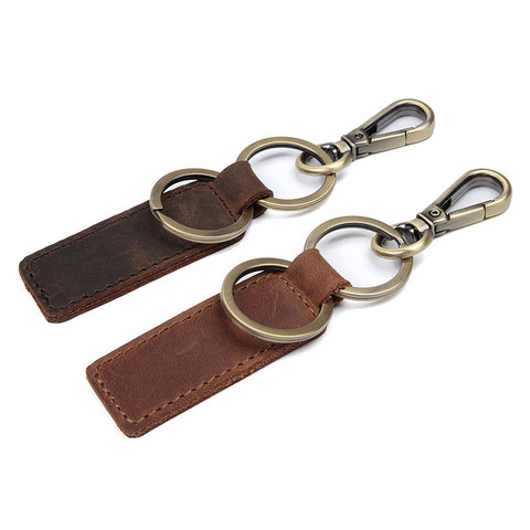 Rockcow Full Grain Leather Key Chain Personalized Key Ring Husband Gift Boyfriend Gift 8432 - ROCKCOWLEATHERSTUDIO