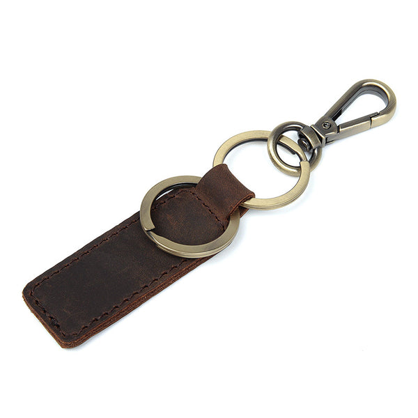 Rockcow Full Grain Leather Key Chain Personalized Key Ring Husband Gift Boyfriend Gift 8432 - ROCKCOWLEATHERSTUDIO