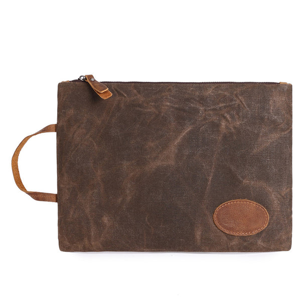 Casual Waterproof Canvas Leather Handbag, Vintage Men Hand Bag Purse Bag 8811 - ROCKCOWLEATHERSTUDIO