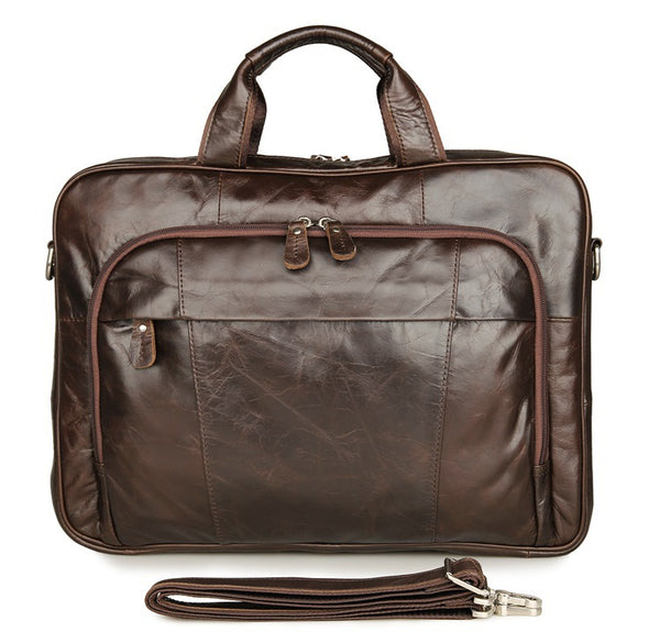 Handmade Top Grain Leather Briefcase Men's Travel Messenger Bag Business Laptop Bags 7334 - ROCKCOWLEATHERSTUDIO