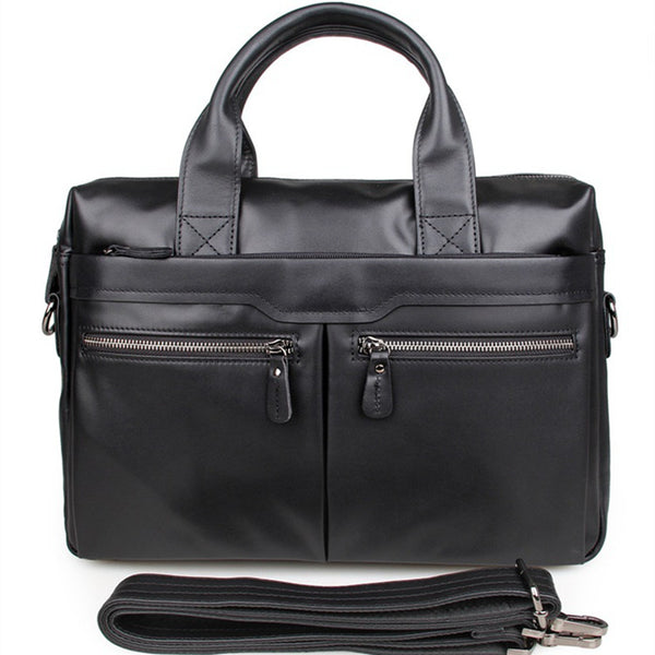 ROCKCOW Handmade Top Grain Leather Briefcase Men's Business Laptop Bag Handbags 7122 - ROCKCOWLEATHERSTUDIO