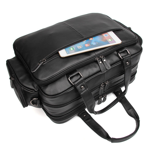 Handmade Top Grain Leather Briefcase Messenger Bag Men's Laptop Bag ...