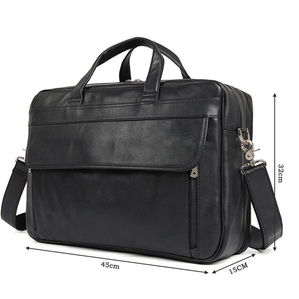 best leather mens laptop bag for travel Men's Top Grain Leather Briefcase Black Travel Messenger Bag Laptop Ba – RockCow Leather Studio