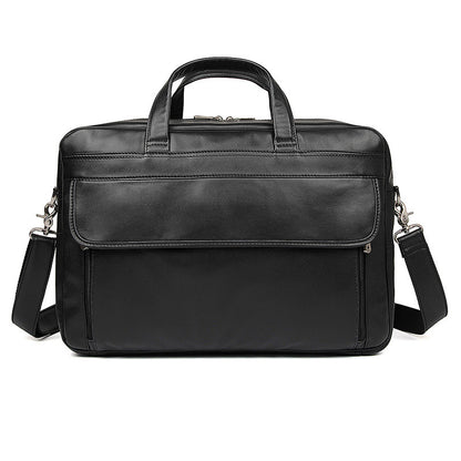 Men's Top Grain Leather Briefcase Black Travel Messenger Bag Laptop Bags 7383A - ROCKCOWLEATHERSTUDIO