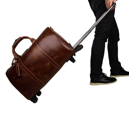 Handmade Extra Large Vintage Full Grain Leather Travel Bag, Duffle Bag, Holdall Luggage Bag 12026 - ROCKCOWLEATHERSTUDIO