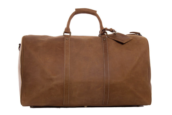 Genuine Leather Business Weekender, Overnight Travel Bag with Laptop S